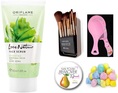 

Oriflame Sweden Love Nature Face Scrub Aloe Vera with Imported Makeup Brush Set (12 Pcs)(Set of 5)