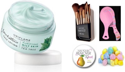 

Oriflame Sweden Love Nature Face Lotion Tea Tree Cream 50 Ml with Imported Makeup Brush Set (12 Pcs)(Set of 5)