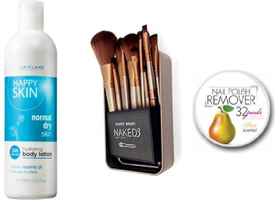 

Oriflame Sweden Happy Skin Hydrating Body Lotion Normal Dry Skin 400ml with Imported Makeup Brush Set (12 Pcs)(Set of 3)