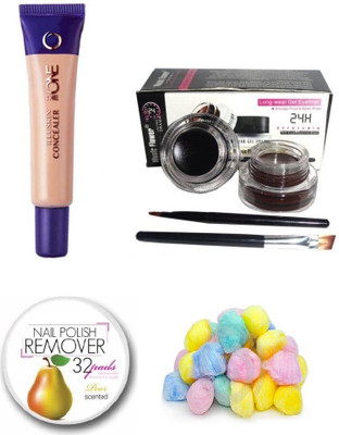 

Oriflame Sweden The One Illuskin Oriflame Concealer Fair Light - 10ml with Music Flower 2 in 1 Long Wear Gel Eyeliner (Black + Brown)(Set of 4)