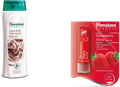 

Himalaya coca butter intensive body lotion, strawberry lip balm(Set of 2)
