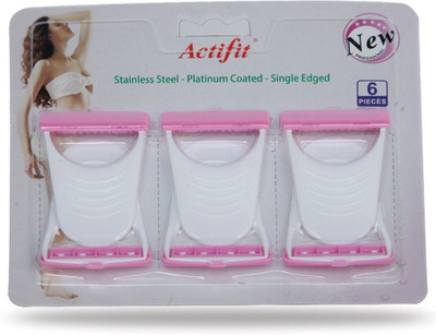 

Actifit New Professional Actifit Stainless Steel - Platinum Coated - Single Edged Hair Removers for Oxter, Arm, Leg, Private- 6 Pieces Disposable Razor(Pack of 6)