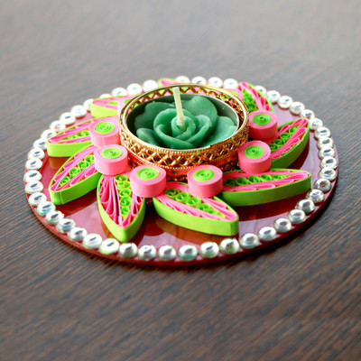 

eCraftIndia Terracotta, Paper Table Diya Set(Height: 1 inch)