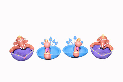 

swapnaudyog Earthenware (Pack of 4) Table Diya Set(Height: 7 inch)