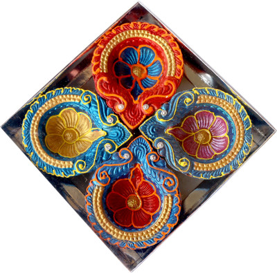 

eCraftIndia Terracotta (Pack of 4) Table Diya Set(Height: 1 inch)