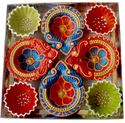 

eCraftIndia Terracotta (Pack of 8) Table Diya Set(Height: 1 inch)