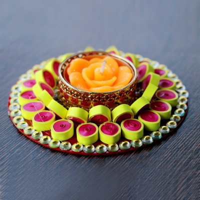 

eCraftIndia Terracotta, Paper Table Diya Set(Height: 1 inch)