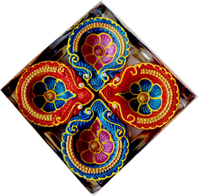 

eCraftIndia Terracotta (Pack of 4) Table Diya Set(Height: 1 inch)