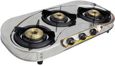

yallowchilli 3 BURNER STAINLESS STEEL GAS STOVE Stainless Steel Manual Gas Stove(3 Burners)