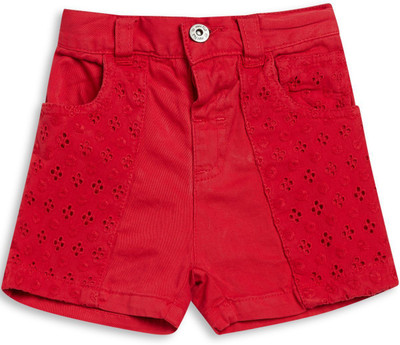 

FS Mini Klub Short For Girls Printed Cotton Linen Blend, Cotton Nylon Blend, Cotton Linen Blend(Red, Pack of 1