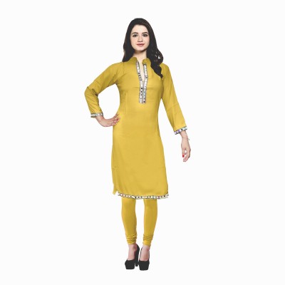 AD & AV Women Embellished Straight Kurta(Yellow)