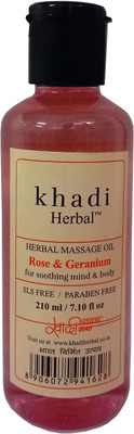 Khadi Herbal Herbal Rose & Geranium Massage Oil (Sooths Mind & Body) - SLS & Paraben Free(210 ml) Flipkart