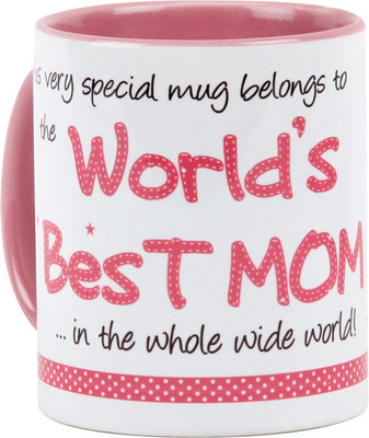 

Floweraura World's Best Mom Ceramic Mug(350 ml), Multicolor