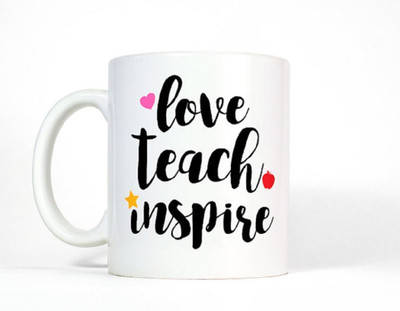 

VAMSUM LOVE TEACH INSPIRE Ceramic Mug(350 ml), Black;red;white