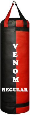 

Venom Regular 1.5 Feet Long, Synthetic Leather Material, Black and Red Color, Unfilled with Hanging Straps Hanging Bag(1.5, 18 kg)