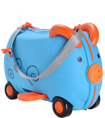 

Taaza Garam kids Kids Ride on Seat Suitcase Luggage Trolley Suitcase Toy Box with 4 wheels & Adjustable Pooling Strap -Gift Toy (Blue)