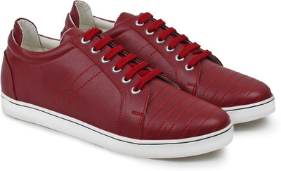 BUWCH Men Red Casual Synthetic Leather Sneaker Shoe-10UK Casuals For Men(Red