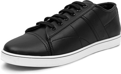 

BUWCH Men Black Casual Synthetic Leather Sneaker Shoe Casuals For Men(Black, White