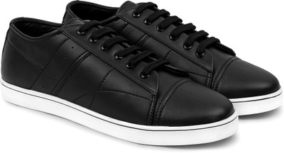 

BUWCH Men Black Casual Synthetic Leather Sneaker Shoe Casuals For Men(Black