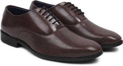 

BUWCH Men Formal Brown Synthetic Leather Derby Shoe-9UK Corporate Casuals For Men(Brown