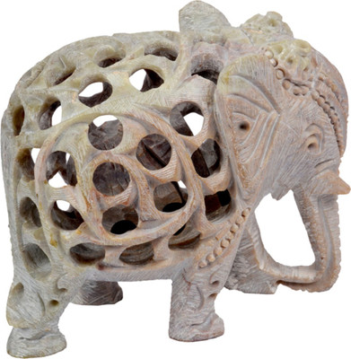 

M J Style Stoneware Elephant Decorative Showpiece - 9 cm(Stoneware, Grey)