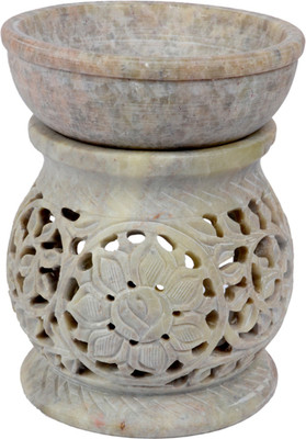 

M J Style Tealight Holder Decorative Showpiece - 11 cm(Stoneware, Grey)