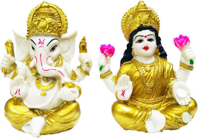 

FABZONE Marbel Look Lord Laxmi Ganesha Statue Hindu Goddess lakshmi and God Ganpati Sculputer Handicraft Idol Diwali Decorative Spiritual Puja Vastu Showpiece Figurine - Religious Pooja Gift Item & Murti for Mandir / Temple / Home / Office Decorative Show