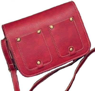 

Un Branded Women Casual Red PU, Leatherette Sling Bag