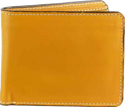 GEMELLO Men Tan Genuine Leather Wallet(8 Card Slots), Yellow