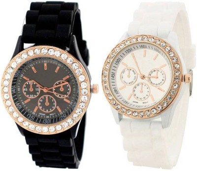 Frida analogue stylish designer watches for girls and women geneva blk and white Watch  - For Girls   Watches  (Frida)