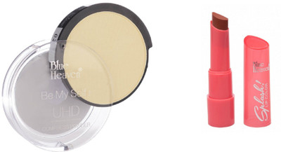 

Blue Heaven Ultra High Definition Compressed Powder -03 with Splash Super Matte Lipstick - 307 Chocolate Mood(Set of 2)