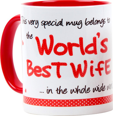 

Floweraura World's Best Wife Ceramic Mug(350 ml), Multicolor