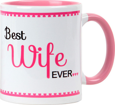 

Floweraura Best Wife Ceramic Mug(350 ml), Multicolor
