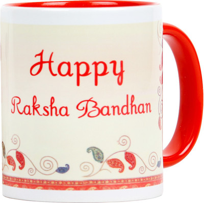 

Floweraura Missing You Bhai Rakhi Combo Ceramic Mug(350 ml), Multicolor