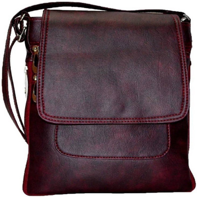

TESKA Boys & Girls Casual Maroon PU Sling Bag