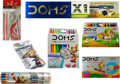 

DOMS COMBO PACK OF -10 X1 PENCIL + 24 EXTRA LONG WAX CRAYONS+ CRYSTAL INSTRUMENT SET + 12 OIL PASTEL+ AQUA WATER COLOUR PENS(12 SHADES ) + TEMPERA COLOURS (18 SHADES)+ 12 COLOUR PENCIL (TIN BOX) ART SET