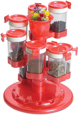 Ritu 9-Jar Red Revolving Spice Rack 1 Piece Spice Set(Plastic) available at flipkart for Rs.579