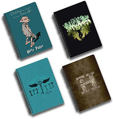 

MC SID RAZZ A5 Notebook(Official ''Harry Potter'' Gift Set/Birthday Gift/Return Gift - Combo Pack of 4, Dobby 2 Notebook + Dear Notebook + Keys Notebook + Hogwarts Express Notebook , Licensed by Warner Bros,USA, Multicolor, Pack of 4)