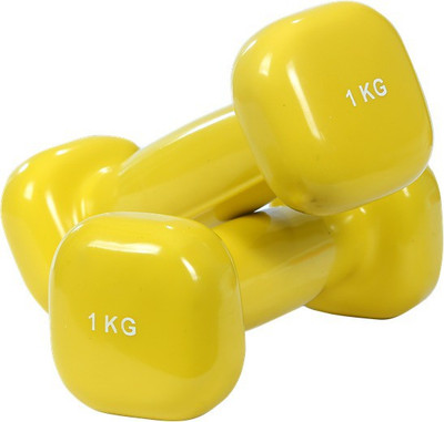 

B FIT USA Square Vinyl Dumbbells Fixed Weight Dumbbell(1 kg), Yellow