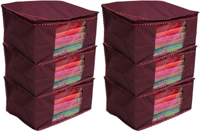 KUBER INDUSTRIES Designer Non woven Saree cover/ Saree Bag/ Storage bag Set of 6 Pcs 9 Inches Height COMBONWCMBB15 Maroon KUBER INDUSTRIES Garment Cov