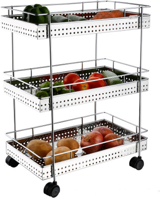 

Action Ware Vegetable Trolly Perforated - Triple Stainless Steel Kitchen Trolley