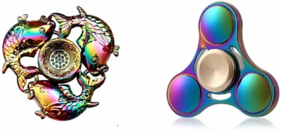 

ROSE Shinning Rainbow Fish Crab & UFO Metal Fidget Spinner Toy Set Of 2 (Multicolor)(Multicolor)