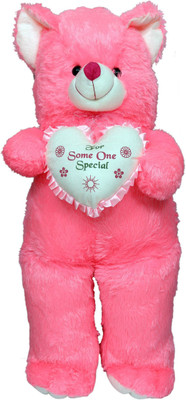 

ToynJoy Jumbo Size Ravishing 3.5 Feet Pink Teddy bear Stuffed Toy With Heart - 105 cm(Pink)