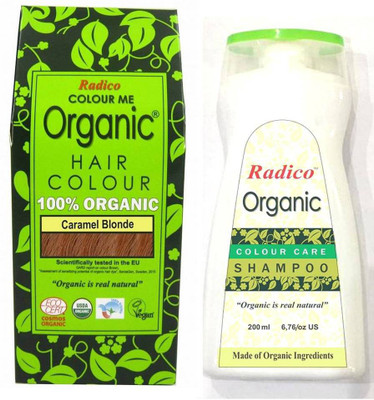 

Radico 100% USDA Certified Organic Hair Color ( Caramel Blonde ) with Organic Shampoo(Set of 1)