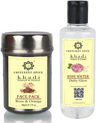 

Continent Spice KHADI FACE PACK (ROSE & ORANGE) 50 GM WITH ROSE WATER 100ML -CS682005(Set of 2)