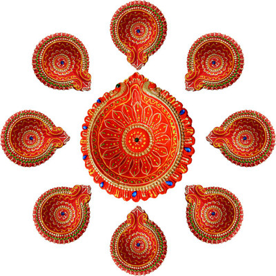 

gargi creation Terracotta (Pack of 9) Table Diya Set(Height: 1.5 inch)