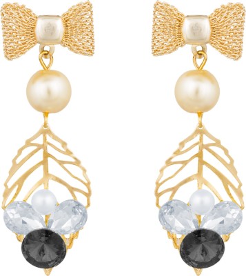 LUXOR Designer Fashionable Pearl Studded Diamond Alloy Drops & Danglers