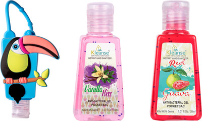 

kleanse Advanced Instant Hand Sanitizer - anti-bacterialn vanilla & Red Guava sanitizer Gel with 3D holder(30 ml, Pack of 3)
