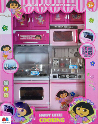 

GRAPPLE DEALS Wonderful Kitchen Playset With Utensils Accessories And Open And Close Cabinets For Your Princess.