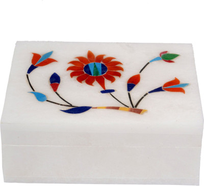 

M J Style Stoneware Box Decorative Showpiece - 4 cm(Stoneware, White)